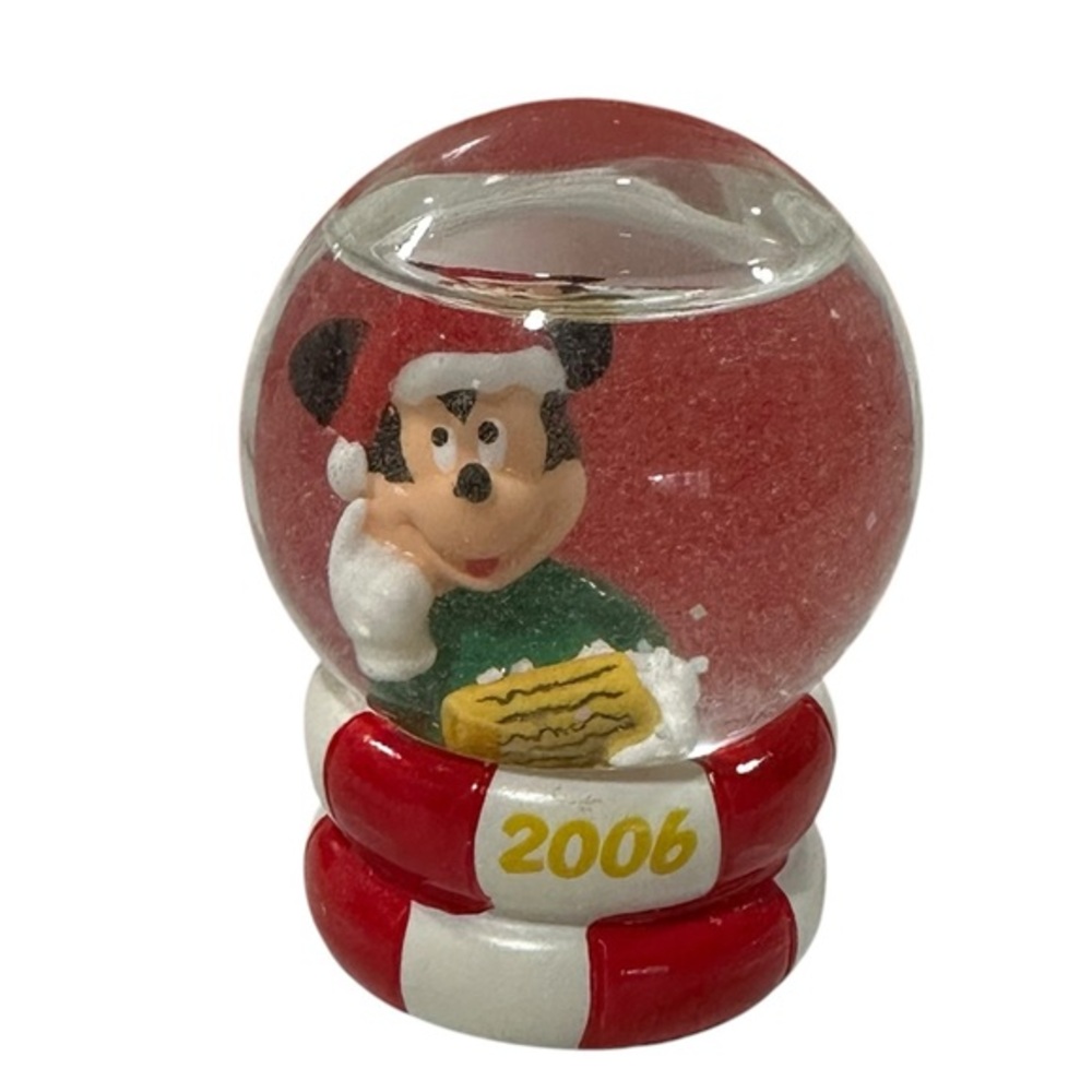 Walt Disney Mickey Mouse Glass Snow Globe‎ - JCPenny 2" Christmas 2006